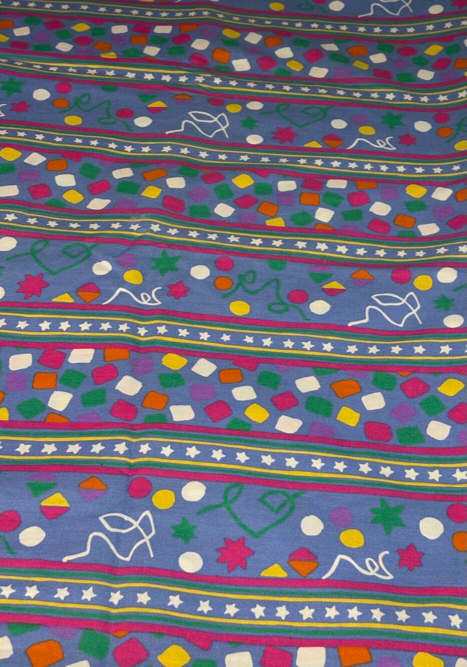 Vintage Cranston Print Works Confetti Novelty Fabric 2 Yds 72" x 60" Blue Cotton